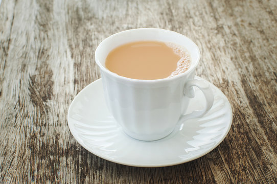 milk tea on a wooden table