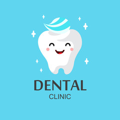 Healthy cute cartoon tooth character