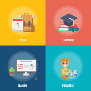 Education infographics concept icon background flat design vector illustration