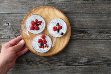 Chia seeds pudding with berries