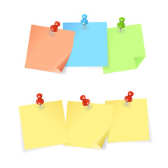 Colorful Paper and Pin Set. Vector