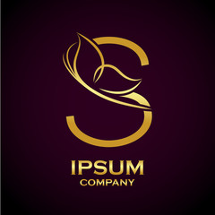 Obraz premium Abstract letter S logo,Butterfly Gold, beauty and fashion logo