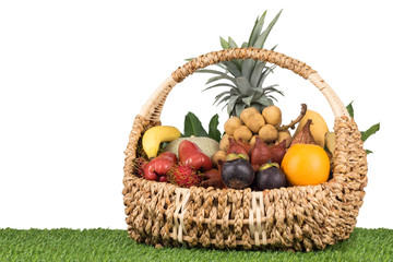 Tropical fruits inside basket