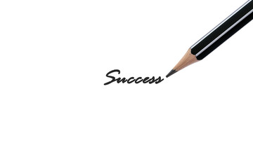 Write the word Success on white background with a pencil.