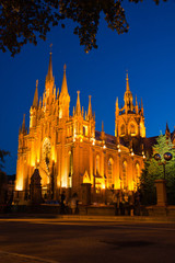 Fototapeta na wymiar Gothic cathedral on a summer evening