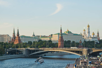 view of Kremlin across the river in summer