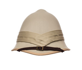 Colonial style, safari, pith hat isolated on white background