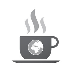 Isolated coffee cup icon with   an Asia, Africa and Europe regio