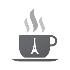 Isolated coffee cup icon with   the Eiffel tower