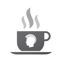 Isolated coffee cup icon with  a male punk head silhouette