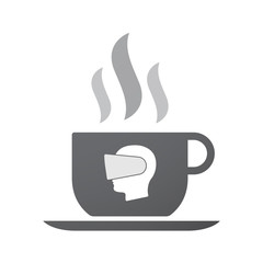 Isolated coffee cup icon with  a male head wearing a virtual rea