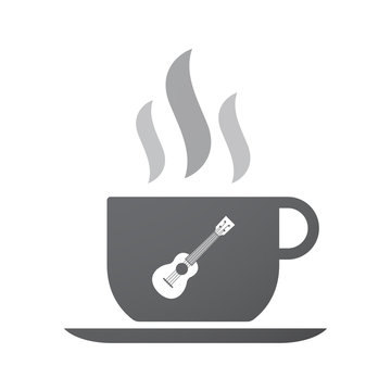 Isolated coffee cup icon with  an ukulele