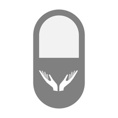 Isolated pill icon with  two hands offering