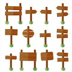 Wooden signs vector set