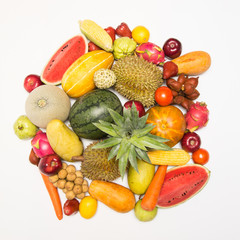 .Tropical fruits isolated