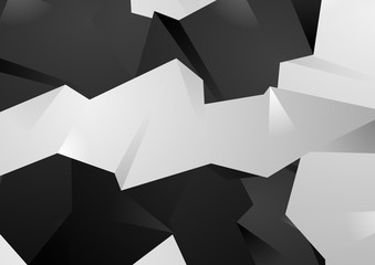 Black and white 3d polygonal shapes