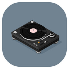 Retro Record player icon.
DJ Turntable vector.