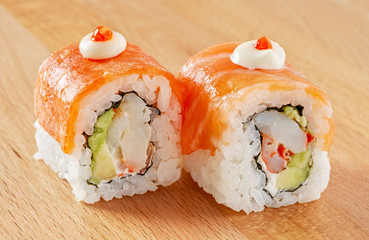 Maki Sushi Roll with Salmon and Cream Cheese