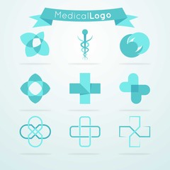 Blue medical logo collection