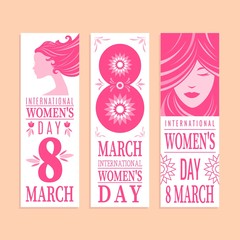 Hand drawn beautiful women's day banners