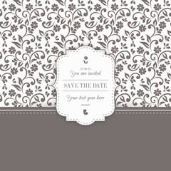 Ornamental floral wedding invitation