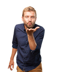 blond businessman happy expression
