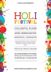 Fototapeta na wymiar Colourful Holi Festival flyer