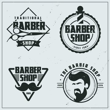 Vintage flat barber shop logos