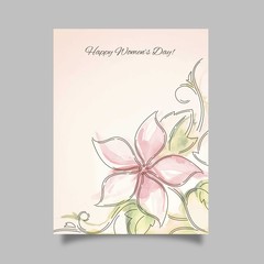 Cute watercolor flower women's day card