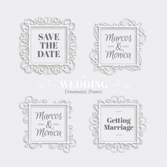 Ornamental white wedding frames