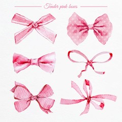 Watercolor pink bows
