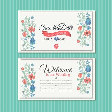 Pretty floral wedding card template