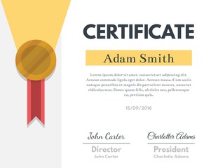 Certificate with a medal