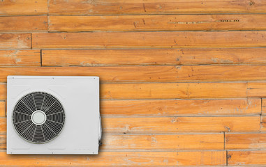 Outdoor Air Conditioner Fan Ventilation on the Brick Wall,Air compressor installation on the...