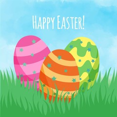 Hand drawn Easter eggs with colors stripes