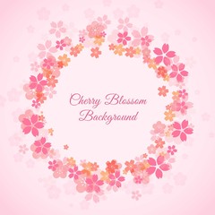 Cherry blossom floral wreath background