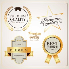 Bright golden premium quality badges