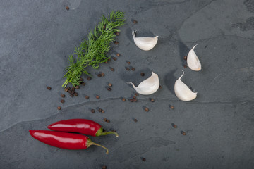 Dill, garlic, red peppers © brianholm