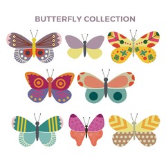 Obraz na płótnie Canvas Flat Butterfly Collection