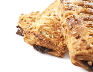 Pile of sweet pastry buns isolated