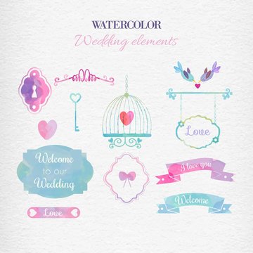 Watercolor Wedding Elements