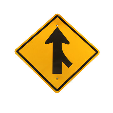 Lanes merging right traffic sign