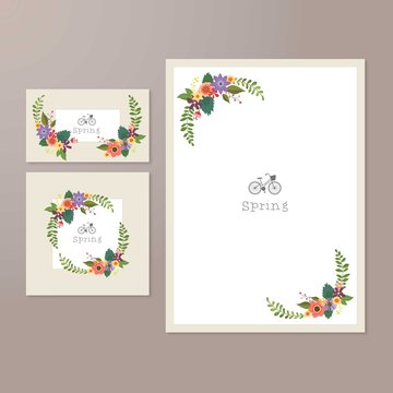 Beautiful spring letter and cards with a bike