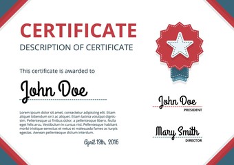 Modern certificate with medal