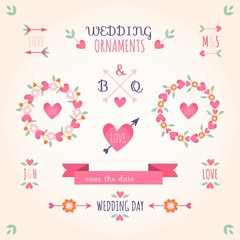 Fototapeta na wymiar Wedding ornaments in pink color