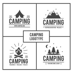 Hand drawn camping logos pack