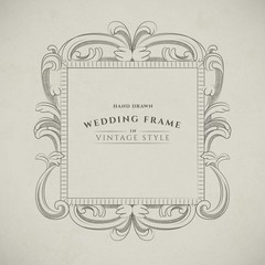 Hand drawn ornamental wedding frame 