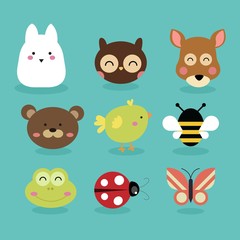 Lovely animals avatars and insects