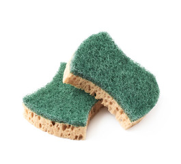 Two kitchen sponges isolated
