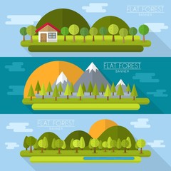 Fototapeta premium Variety of flat forest banners